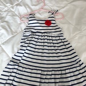 Girls Navy Stripe Long Dress